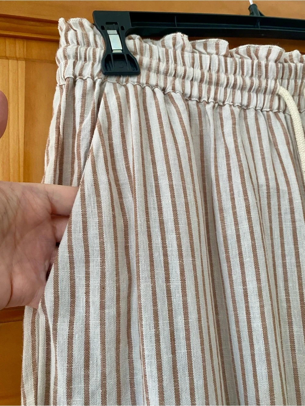 Saltwater Luxe NWT Almond Stripe Wide Leg Drawstring Pants Linen Blend M - Picture 7 of 16